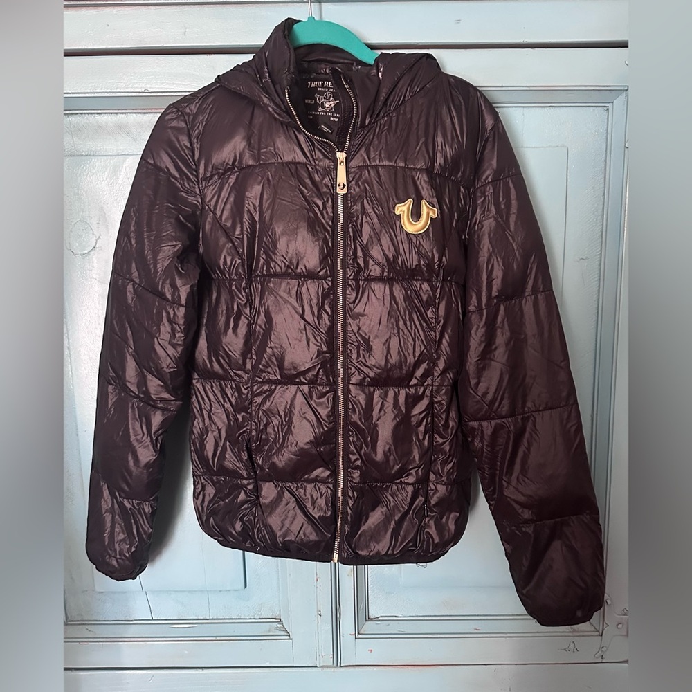 True Religion Black Quilted Puffer Jacket Sporty Insulation